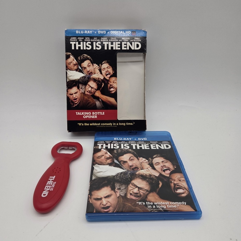 This Is the End Blu-ray w/ Talking bottle opener - Untested *Missing Dvd Disc*